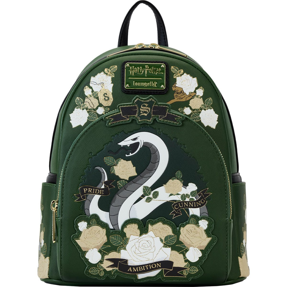 Harry Potter Slytherin House Floral Tattoo Mini Backpack