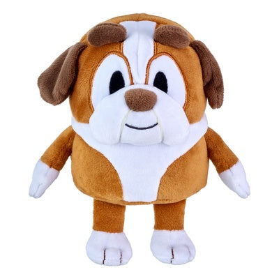 Plush toy character named Winton from the popular bluey brand who is an english bulldog male dog.