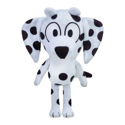 Plush toy character named Chloe from the popular bluey brand who is a dalmatian female dog.