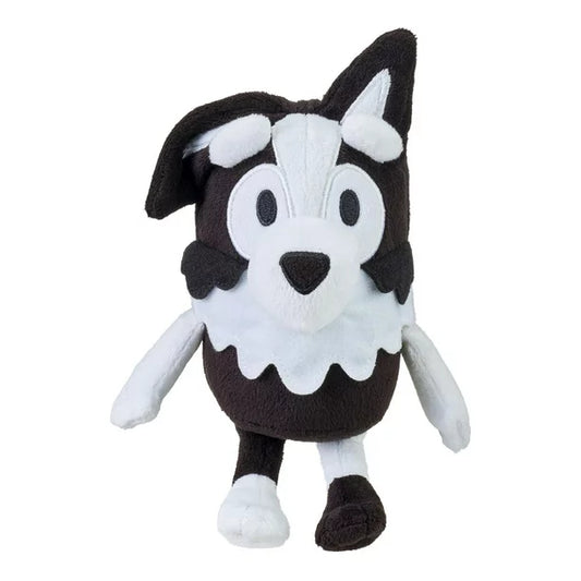 Plush toy character named Mackenzie from the popular bluey brand who is a border collie male dog.